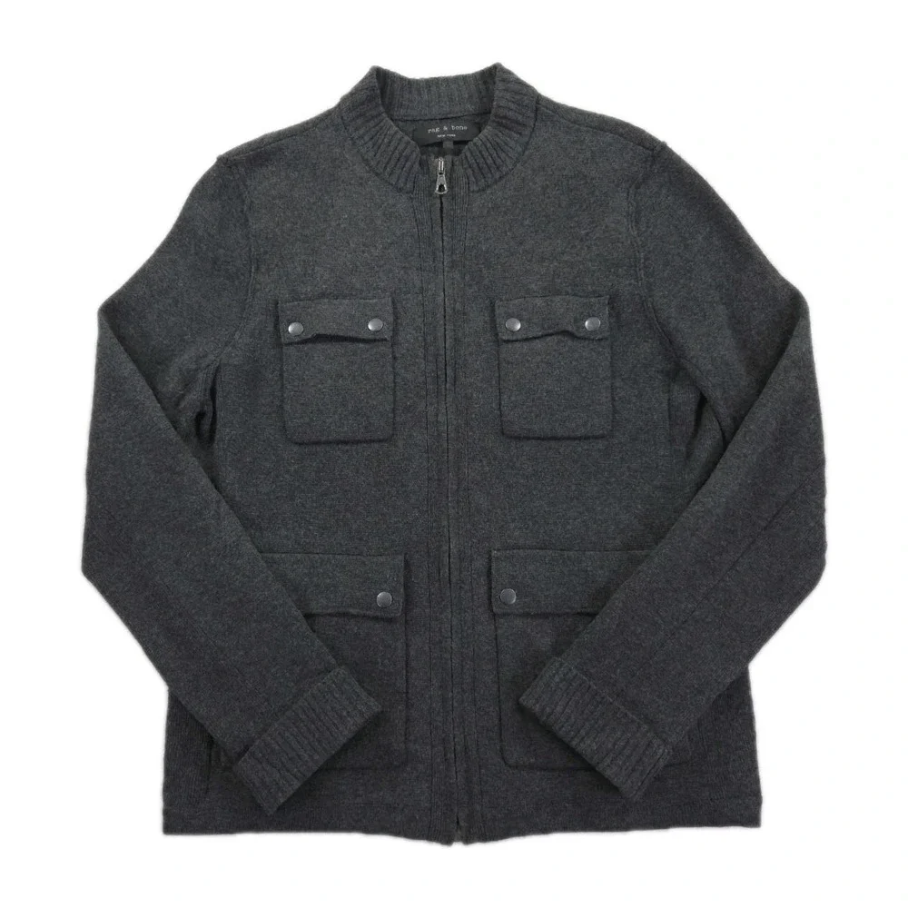 Rag Bone Wool Jacket Mens Large Full Zip Utility Field Snap Button - Picture 1 of 7